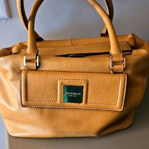 ISAAC MIZRAHI TAN LEATHER HANDBAG